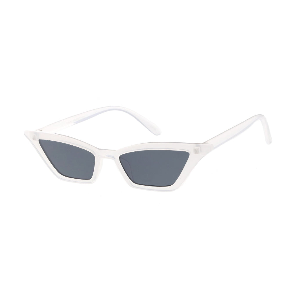 White & Smoke Retro Thin Cat-Eye Sunglasses