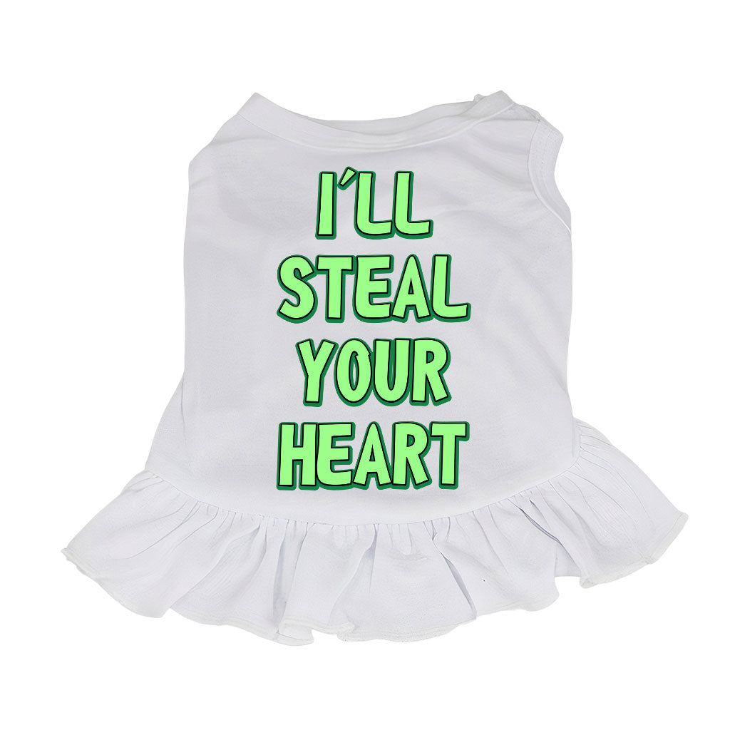 I'll Steal Your Heart Dog Sundress - Art Print Dog Dress Shirt - Word Design Dog Clothing