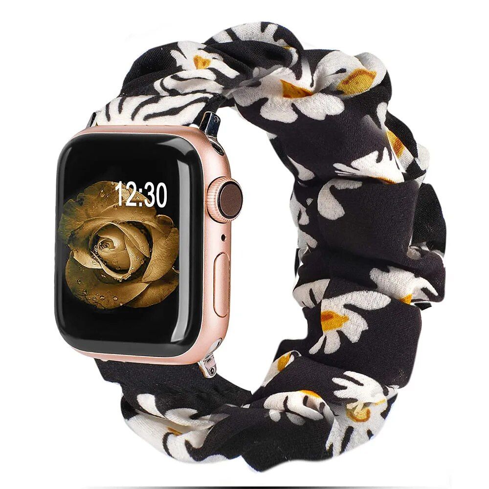 Elastic Scrunchie Apple Watch Band - Nylon Solo Loop Bracelet for All Series