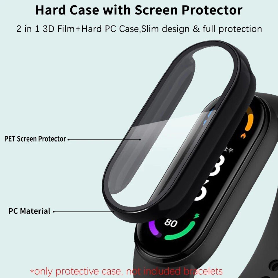 2-in-1 3D Full-Cover Screen Protector & Hard Case for Smart Bracelets