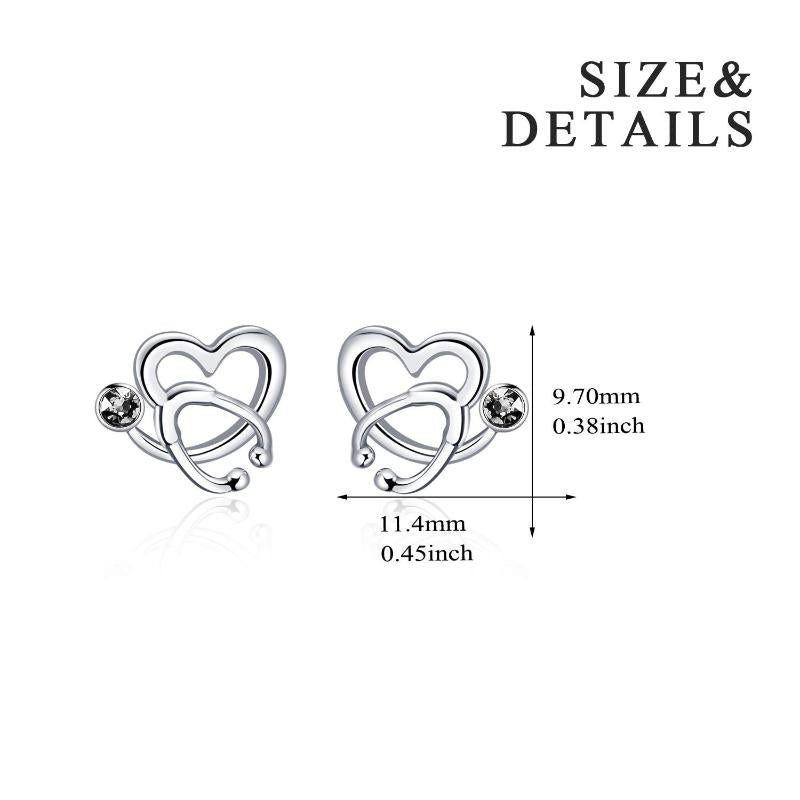 Nurse Earrings Sterling Silver Stethoscope Earrings Simulated