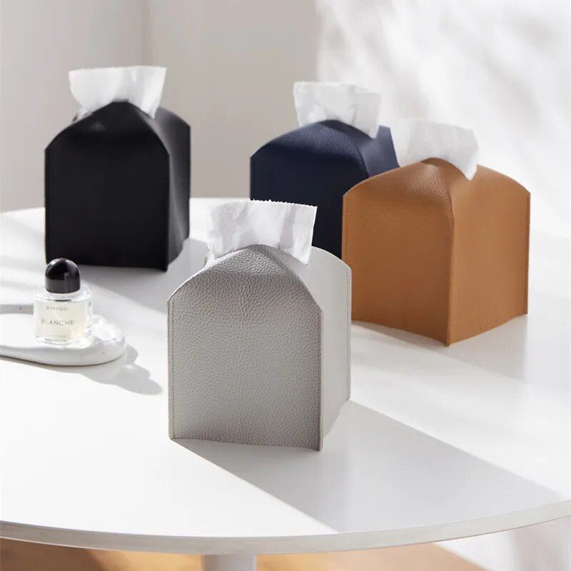 Modern PU Leather Square Tissue Box Cover Holder