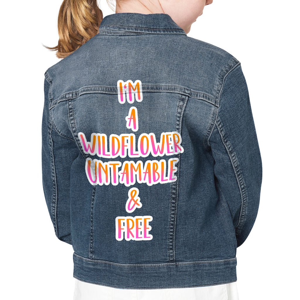 Cool Design Kids' Denim Jacket - Cute Quote Jean Jacket - Trendy Denim Jacket for Kids