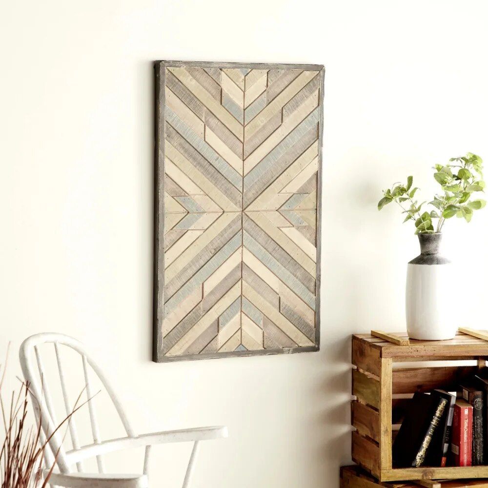 Handcrafted Southwestern Geometric Wooden Wall Plaque