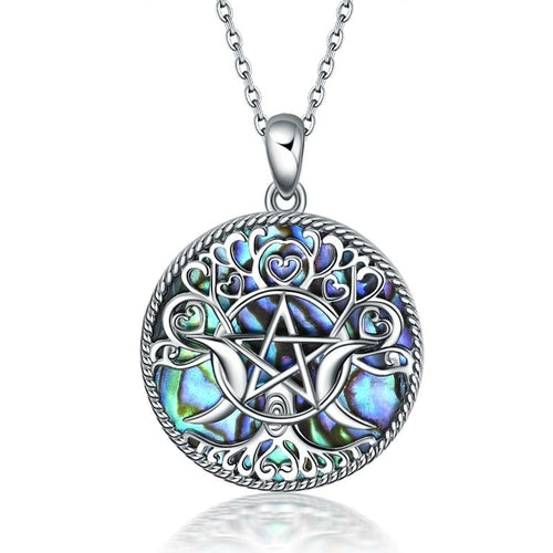 Sterling Silver Triple Moon Goddess Pentagram Pentacle Pendant