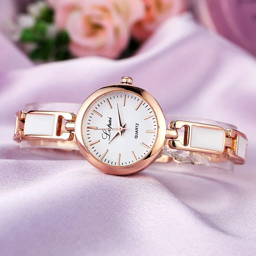 Elegant Stainless Steel Rhinestone Quartz Ladies Watch