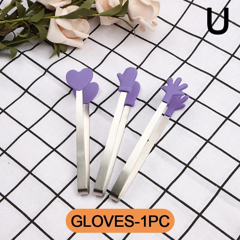 Creative Small Palm Heart Silicone Food Tongs