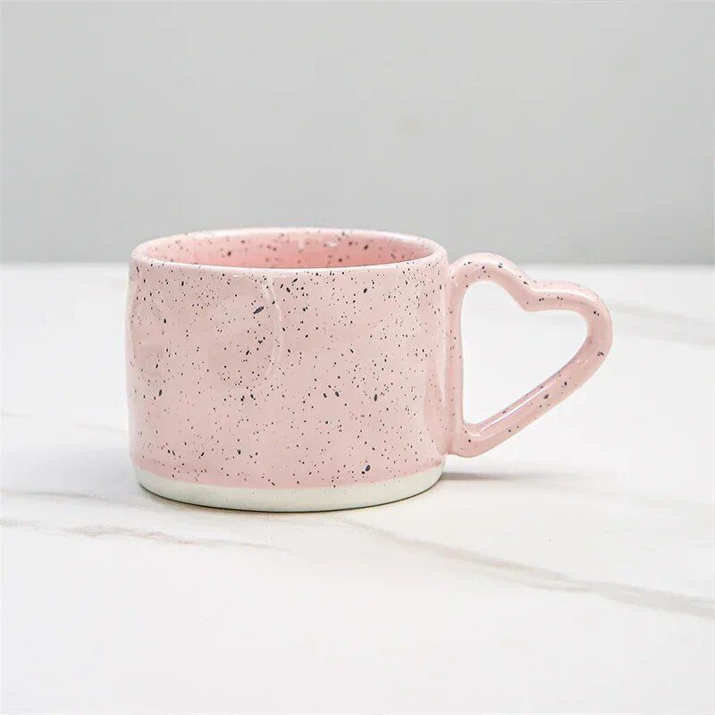 Charming Pink Love-Handle Ceramic Mug - Perfect for Coffee, Oatmeal, and More