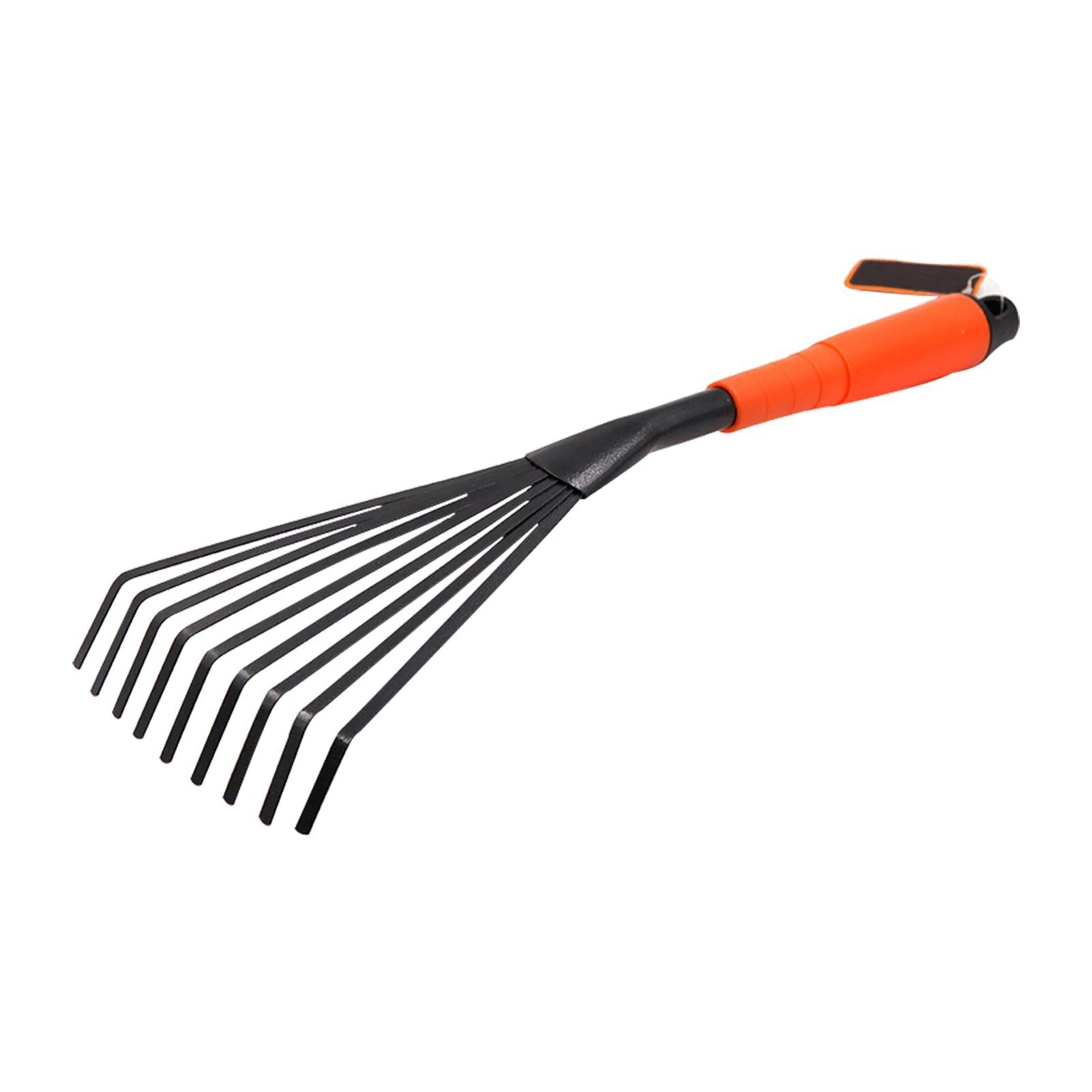 Professional 16-Inch Steel Garden Rake with Ergonomic Grip and 9 Flexible Teeth