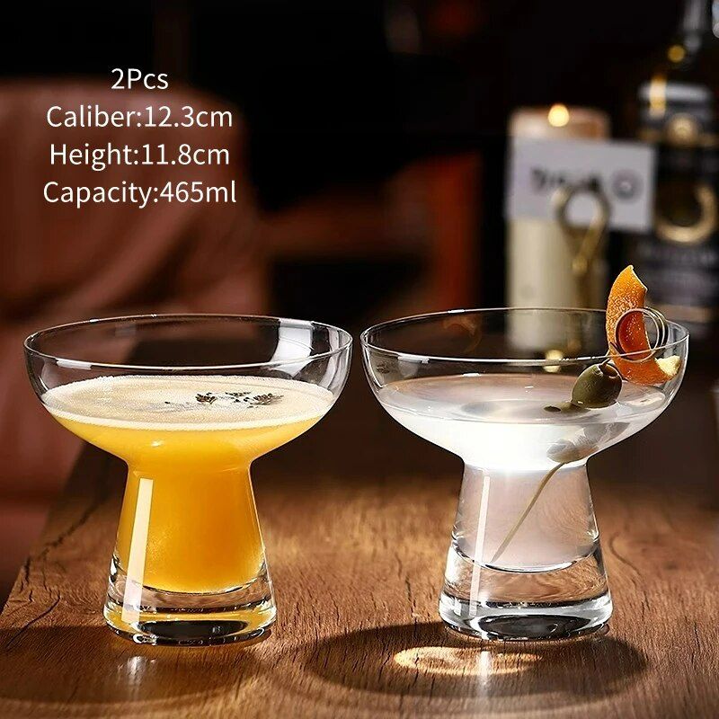 Elegant Transparent Flying Saucer Cocktail Glasses