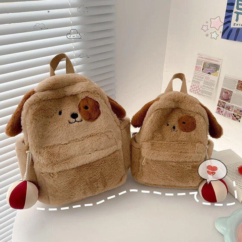 Trendy Cartoon Dog Plush Fashion Backpack for Women