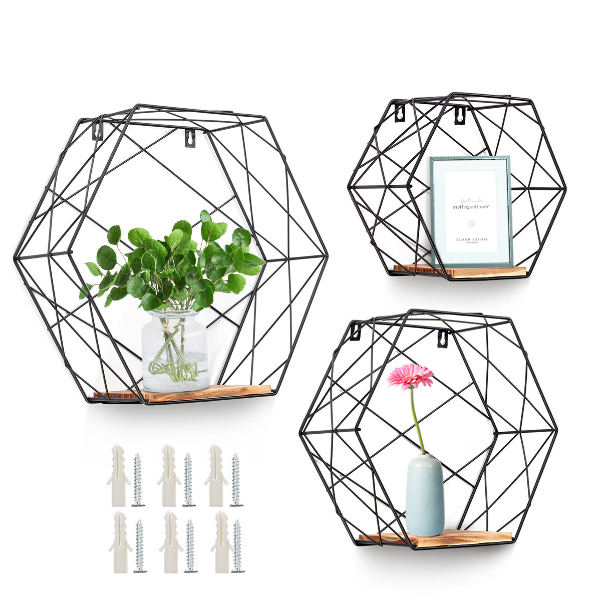 Hexagon Wall Mounted Shelf Nordic Storage Rack Bookshelf Decorations