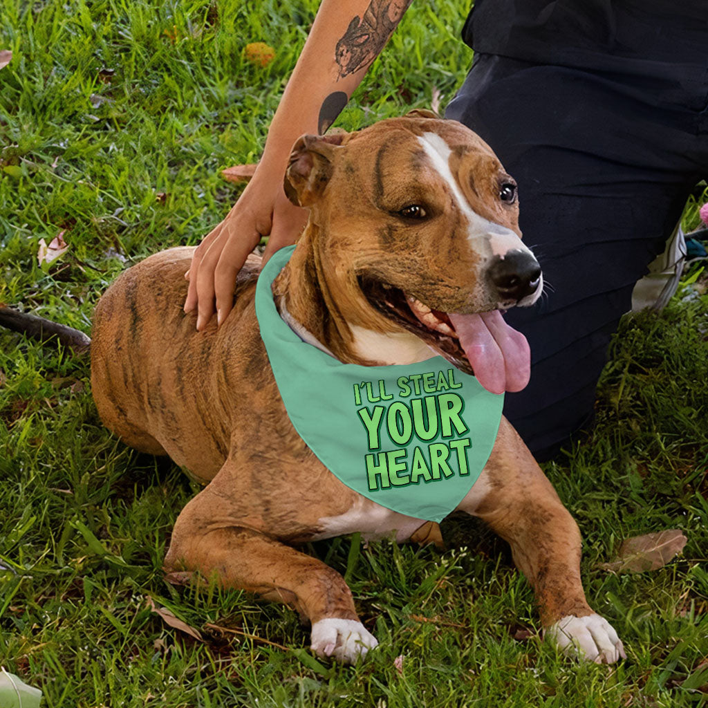 I'll Steal Your Heart Pet Bandana - Art Print Dog Bandana - Word Design Pet Scarf