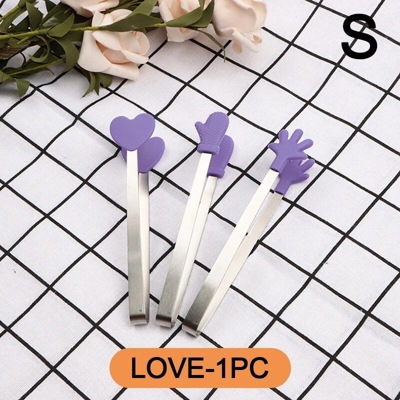 Creative Small Palm Heart Silicone Food Tongs