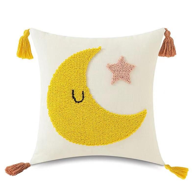 Bohemian Moon & Sun Tassel Throw Pillow Cover