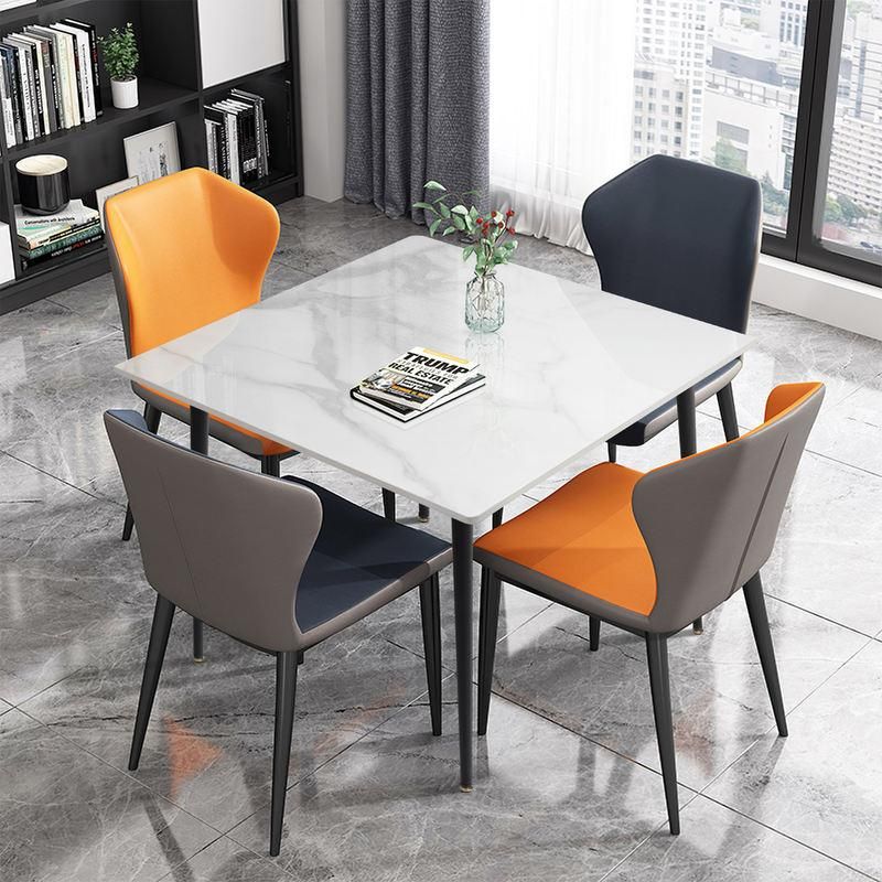 Modern Minimalist Sintered Stone Dining Table with Metal Legs