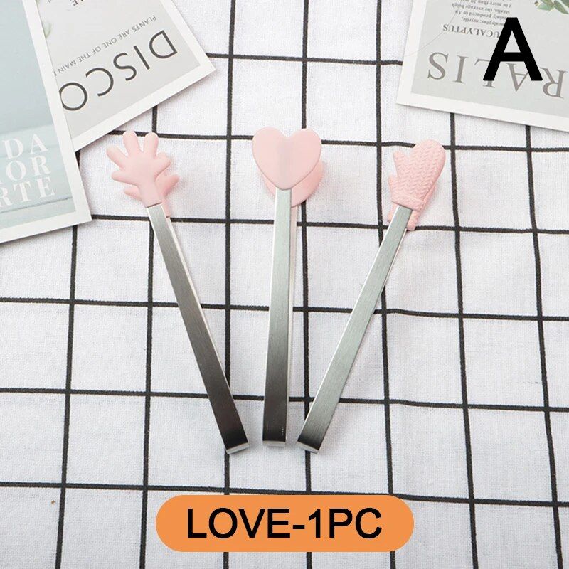 Creative Small Palm Heart Silicone Food Tongs