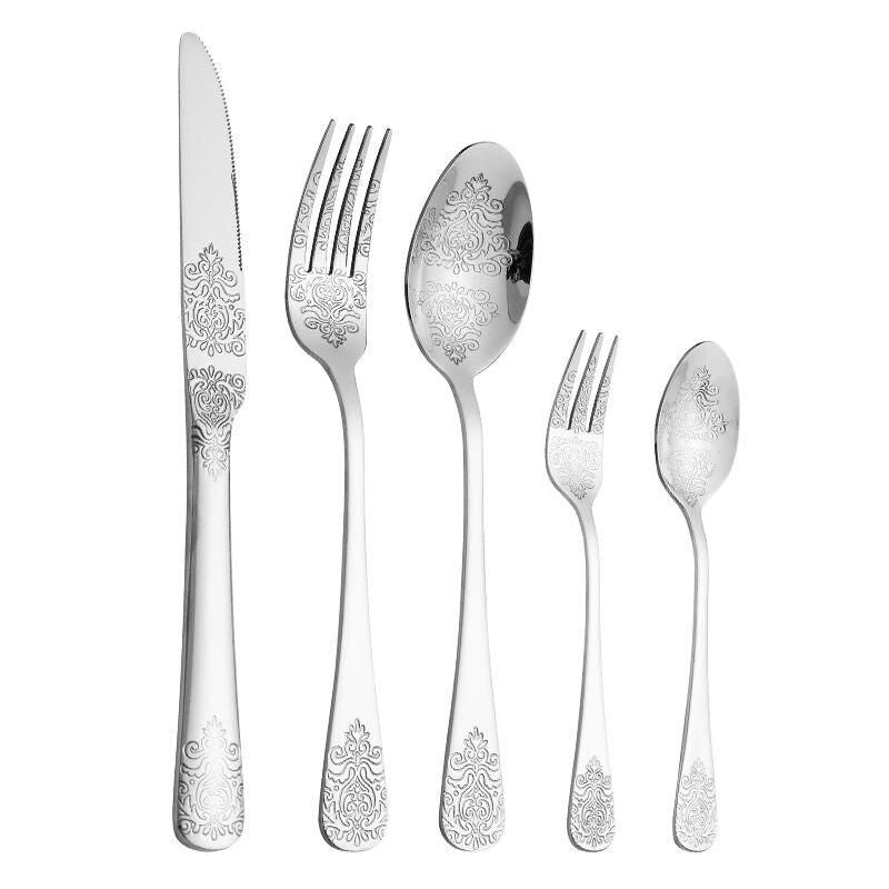 Elegant 5-Piece Golden Stainless Steel Cutlery Set