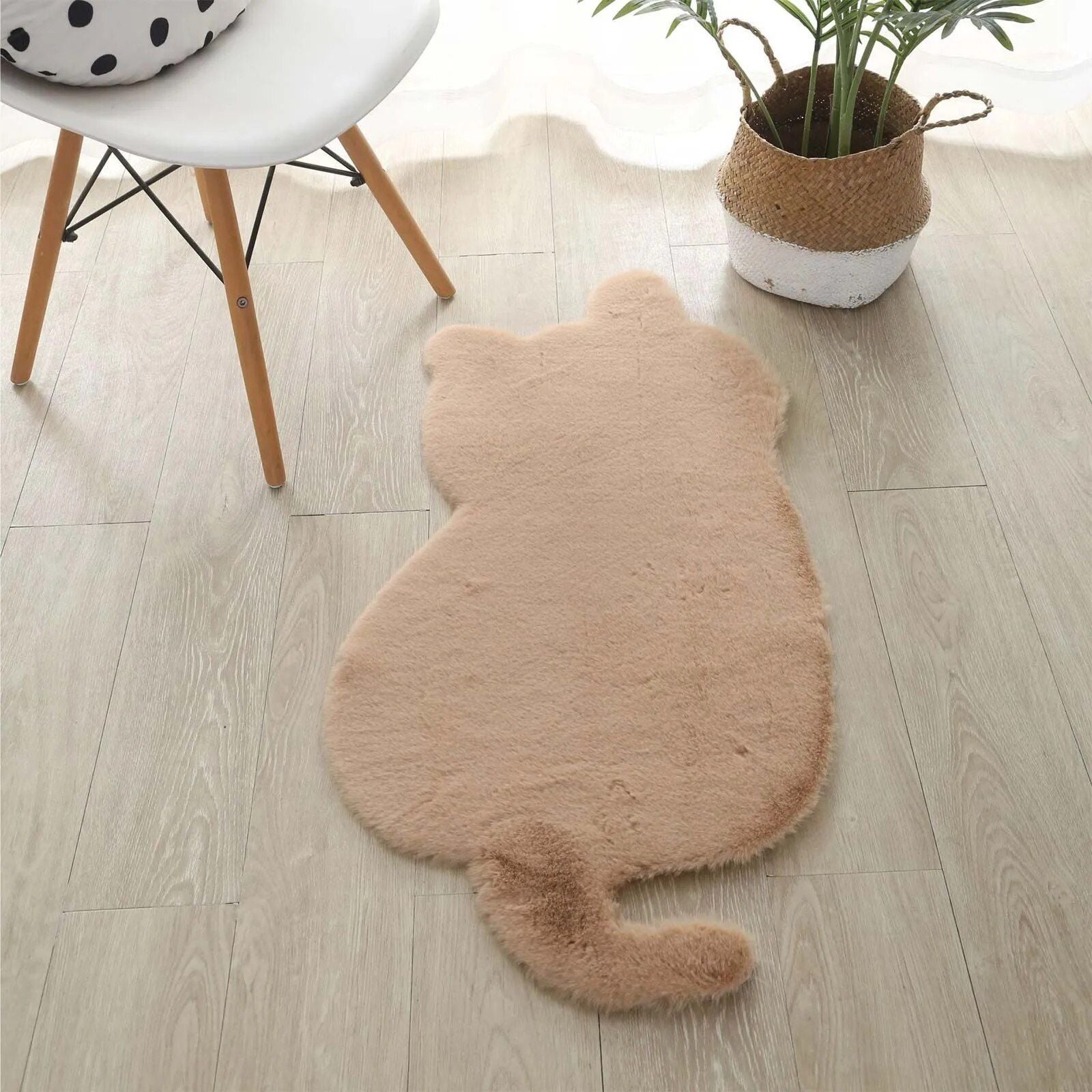 Funny Cute Cat Shape Rug Simulated Rabbit Hair Plush Carpet