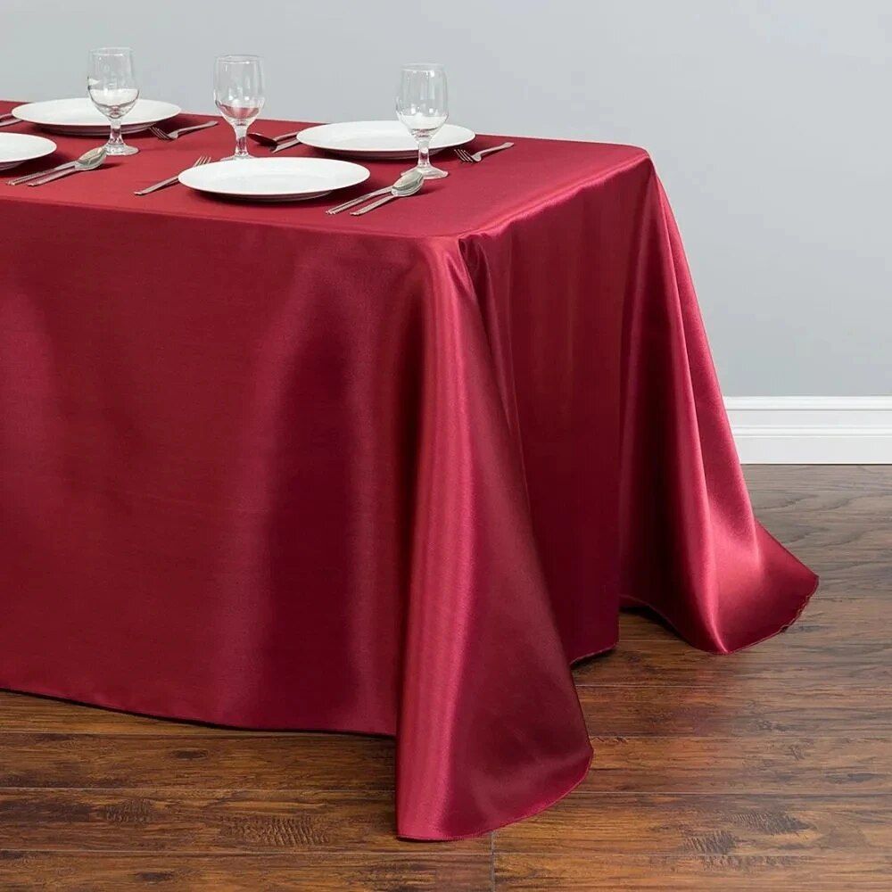 Elegant Solid Color Satin Tablecloth - Versatile for Weddings, Banquets, and Parties