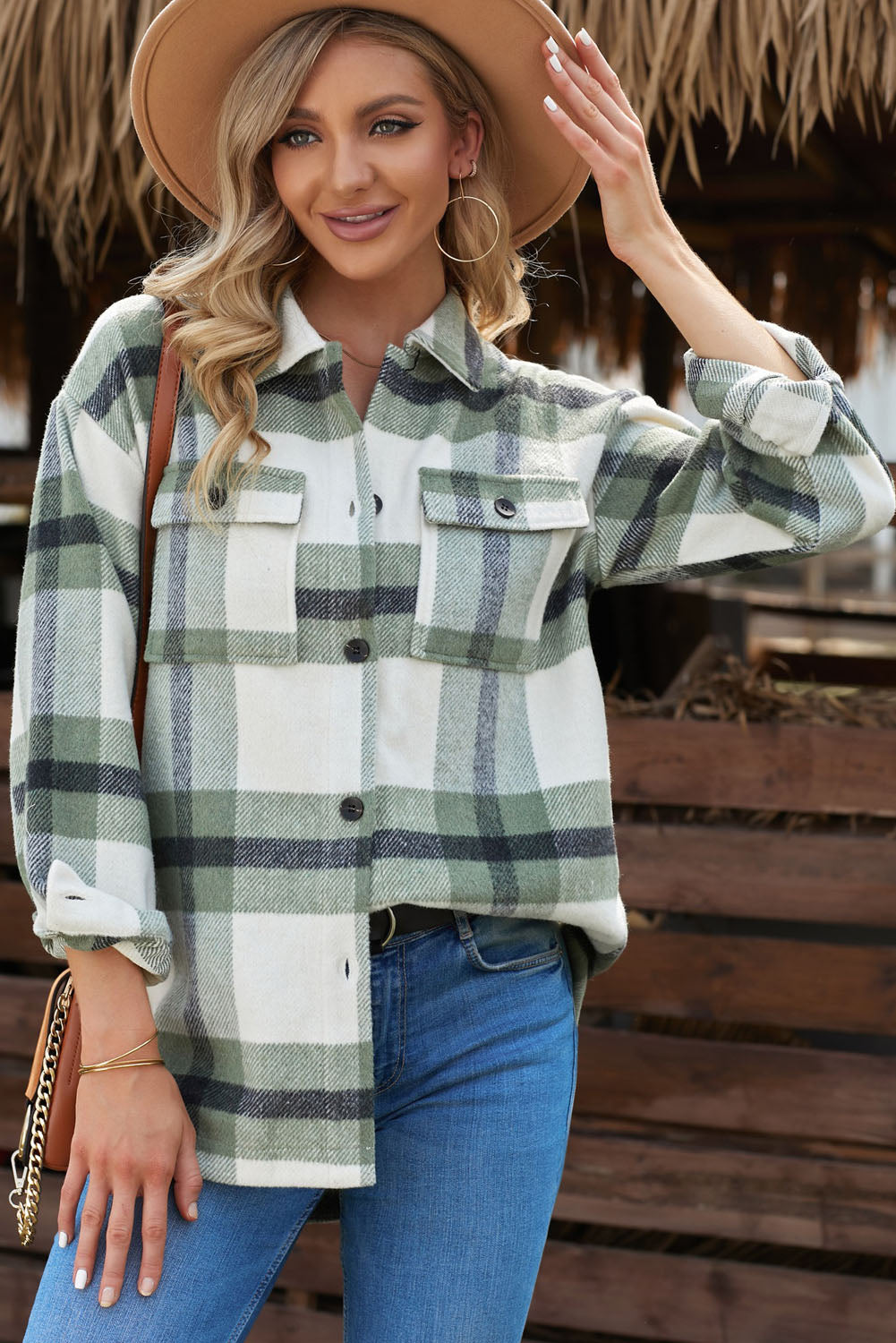 Plaid Dropped Shoulder Pocket Shacket (more color options)