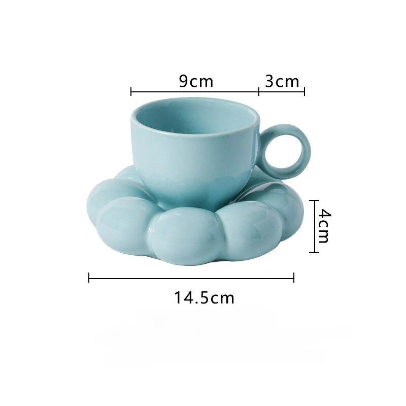 Sunflower Porcelain Teacup & Saucer Set - Eco-Friendly 200ml Home Drinkware for Breakfast & Teatime