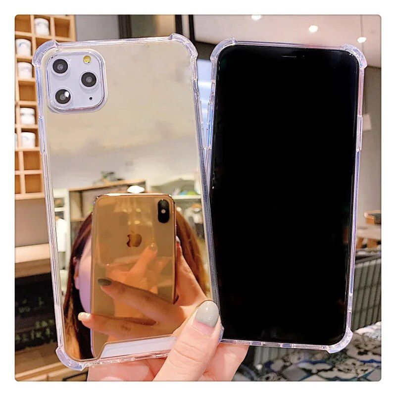 Luxury Mirror TPU Shockproof Phone Case for Various iPhone Models