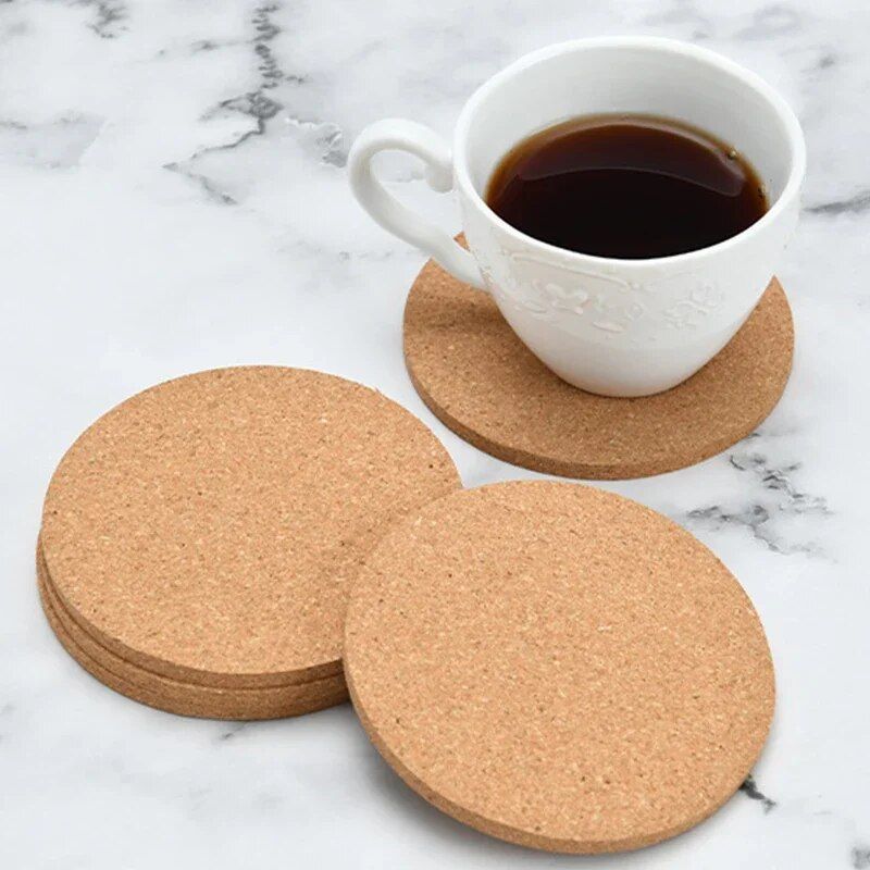 Eco-Friendly Cork Coasters - Heat Resistant, Non-Slip Round Pads for Drinks