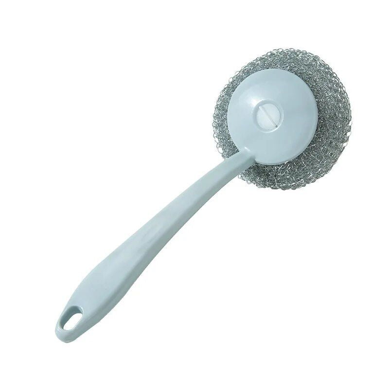 Multi-Purpose Stainless Steel Cleaning Brush with Long Handle