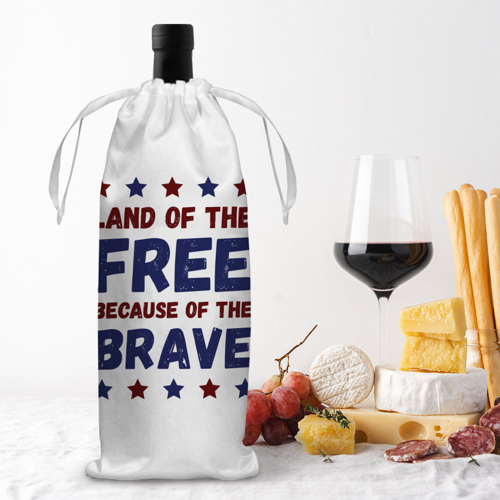 Land Of the Free Wine Tote Bag - Patriotic Wine Tote Bag - Best Print Wine Tote Bag