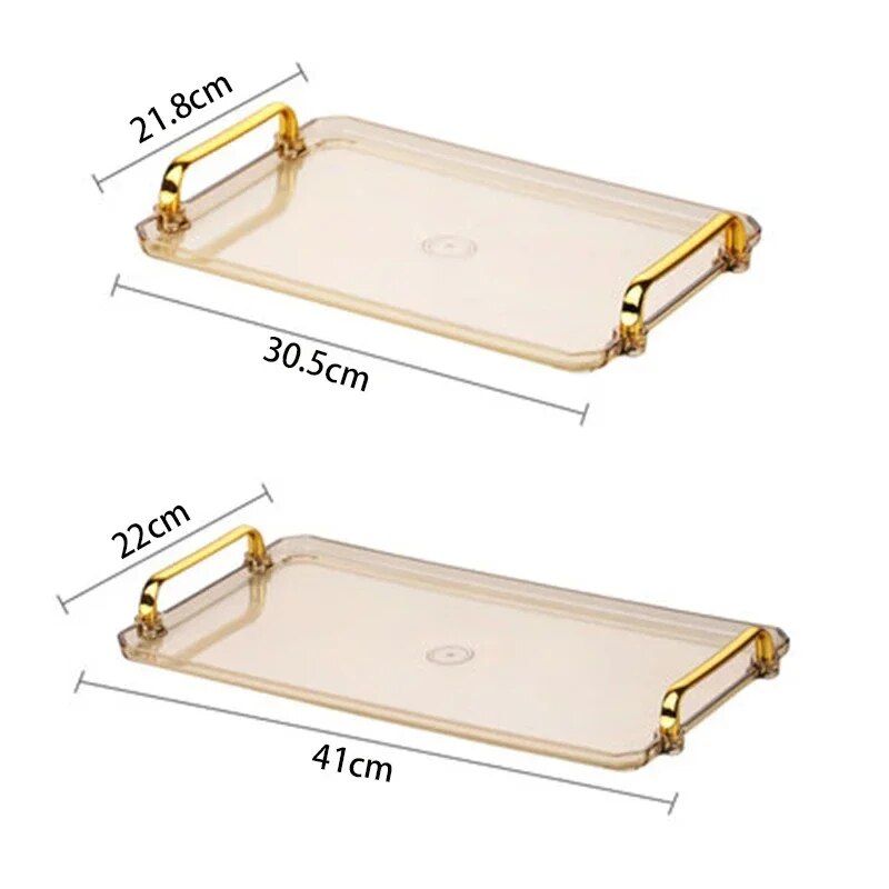 Elegant Acrylic Gold-Plated Serving Tray – Versatile and Eco-Friendly Household Accessory