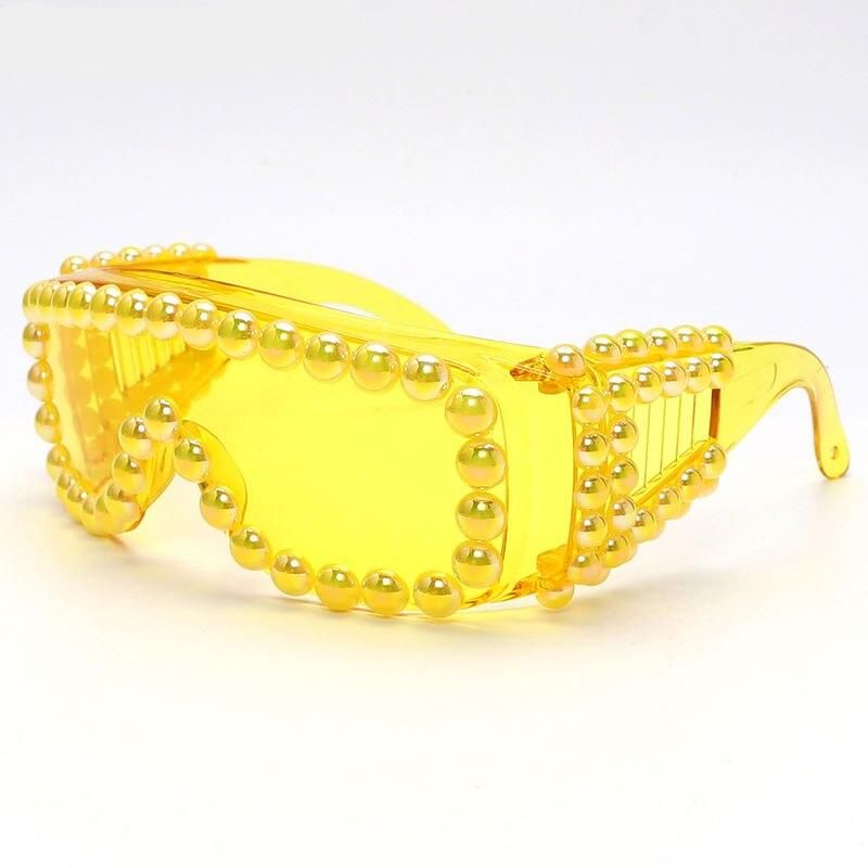 Steampunk Oversized Pearl Sunglasses: Luxury Retro Shades for Men and Women, UV400 Protection