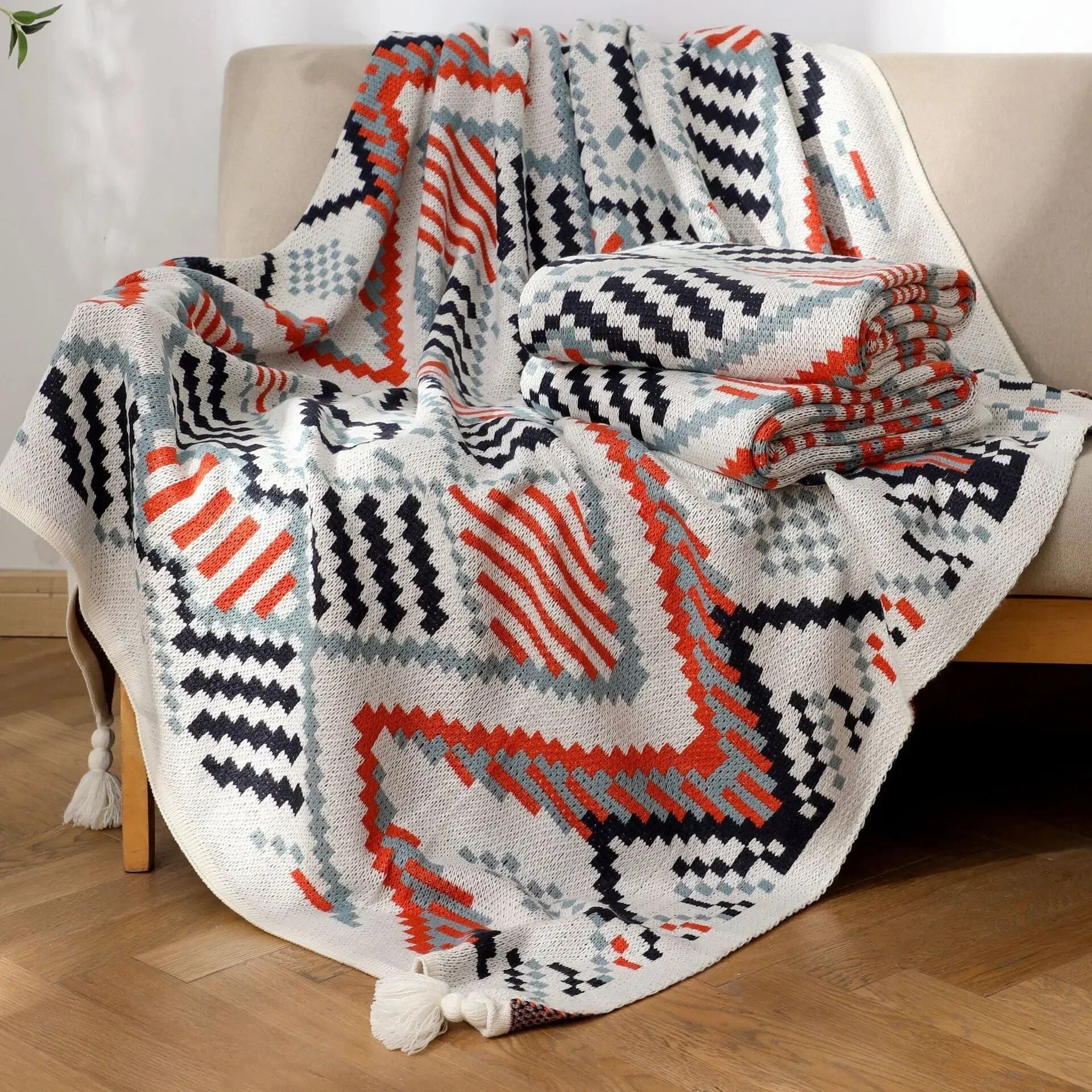 Bohemian Nordic Knitted Blanket