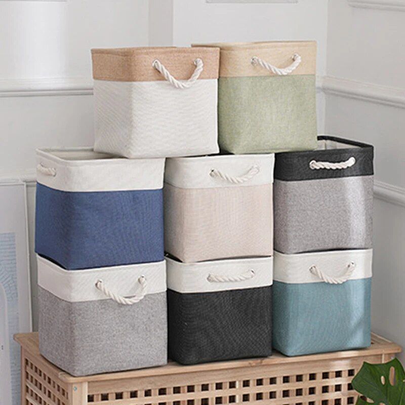 Versatile Large Linen Fabric Storage Basket: Space-Saving, Stylish, and Durable