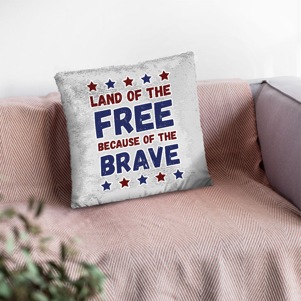 Land Of the Free Sequin Pillow Case - Patriotic Pillow Case - Best Print Pillowcase