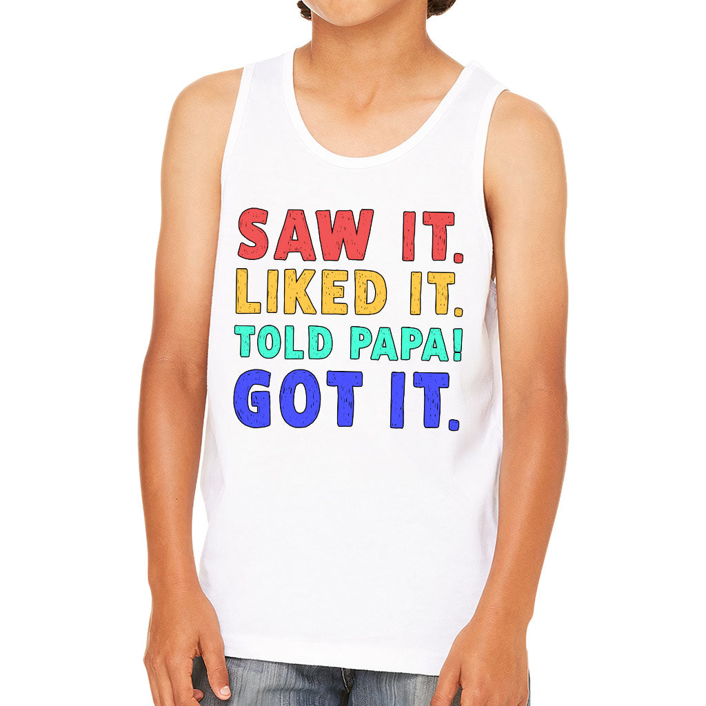 Saw It Liked It Kids' Jersey Tank - Colorful Sleeveless T-Shirt - Best Design Kids' Tank Top