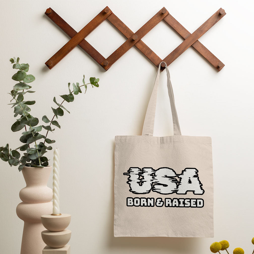 Born in the USA Small Tote Bag - Patriotic Design Shopping Bag - Cool Design Tote Bag