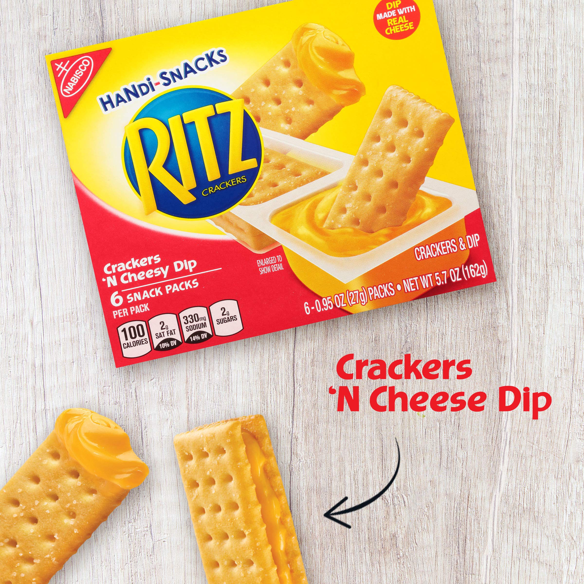 RITZ Handi-Snacks Crackers and Cheese Dip, 6 - 0.95 oz Packs