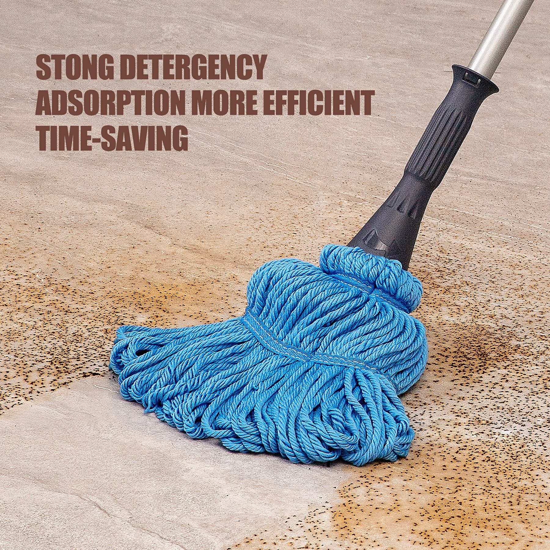 Eyliden Mop with 2 Reusable Heads, Easy Wringing Twist Mop, with 57.5 inch Long Handle, Wet Mops for Floor Cleaning, Commercial Household Clean Hardwood, Vinyl, Tile, and More