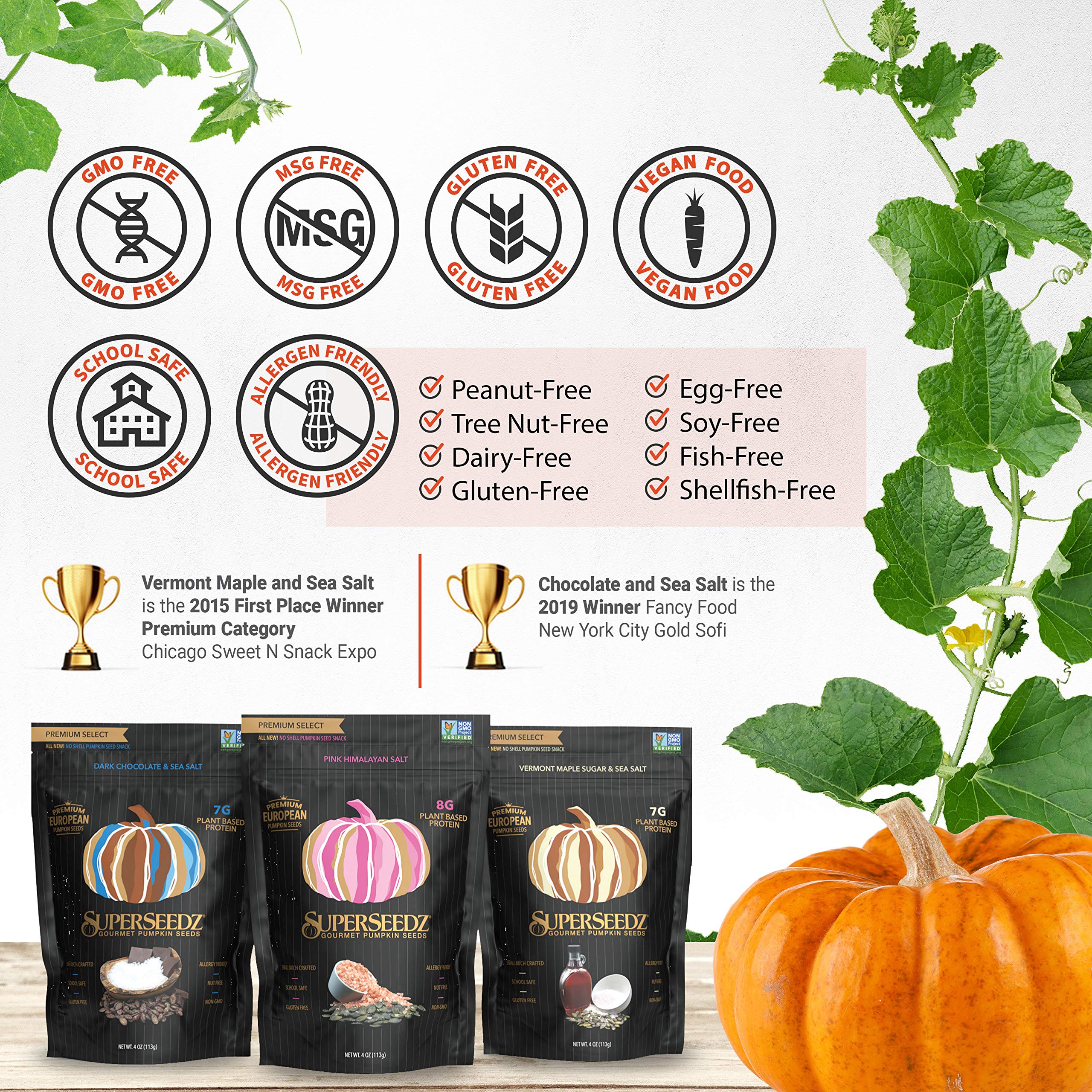 DARK CHOCOLATE & SEA SALT PUMPKIN SEEDS | PREMIUM SELECT LINE BY SUPERSEEDZ | WHOLE 30 | VEGAN | KETO | 7G PLANT BASED PROTEIN | PRODUCED IN USA | NUT FREE | GLUTEN FREE SNACK | (6-PACK, 4OZ EACH)