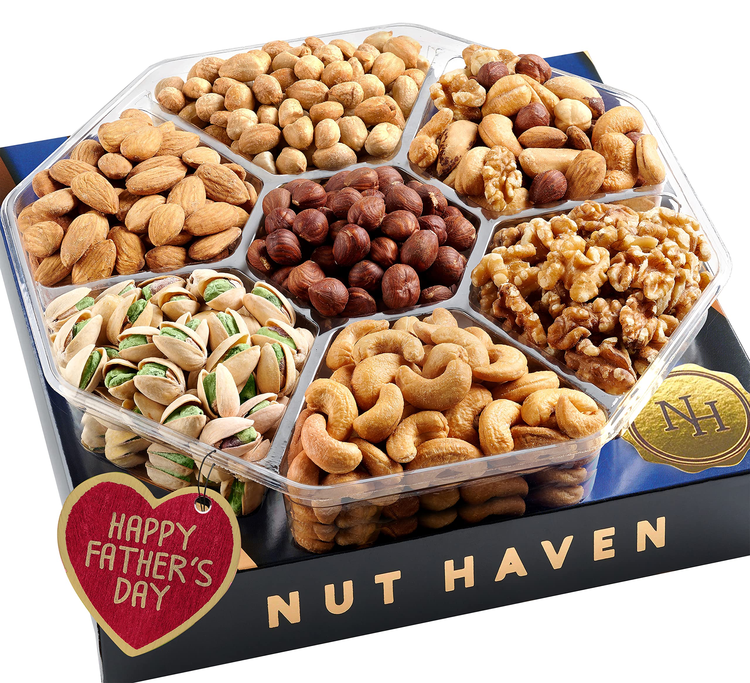 Fathers Day Nuts Gift Basket - Great Gift for Fathers Day - Assortment Of Sweet & Salty Dry Roasted Gourmet Nuts - Assorted Food Gift Box for Men, Dad, Papa, Him, Father, Husband, Grandfather, Holiday, Birthday