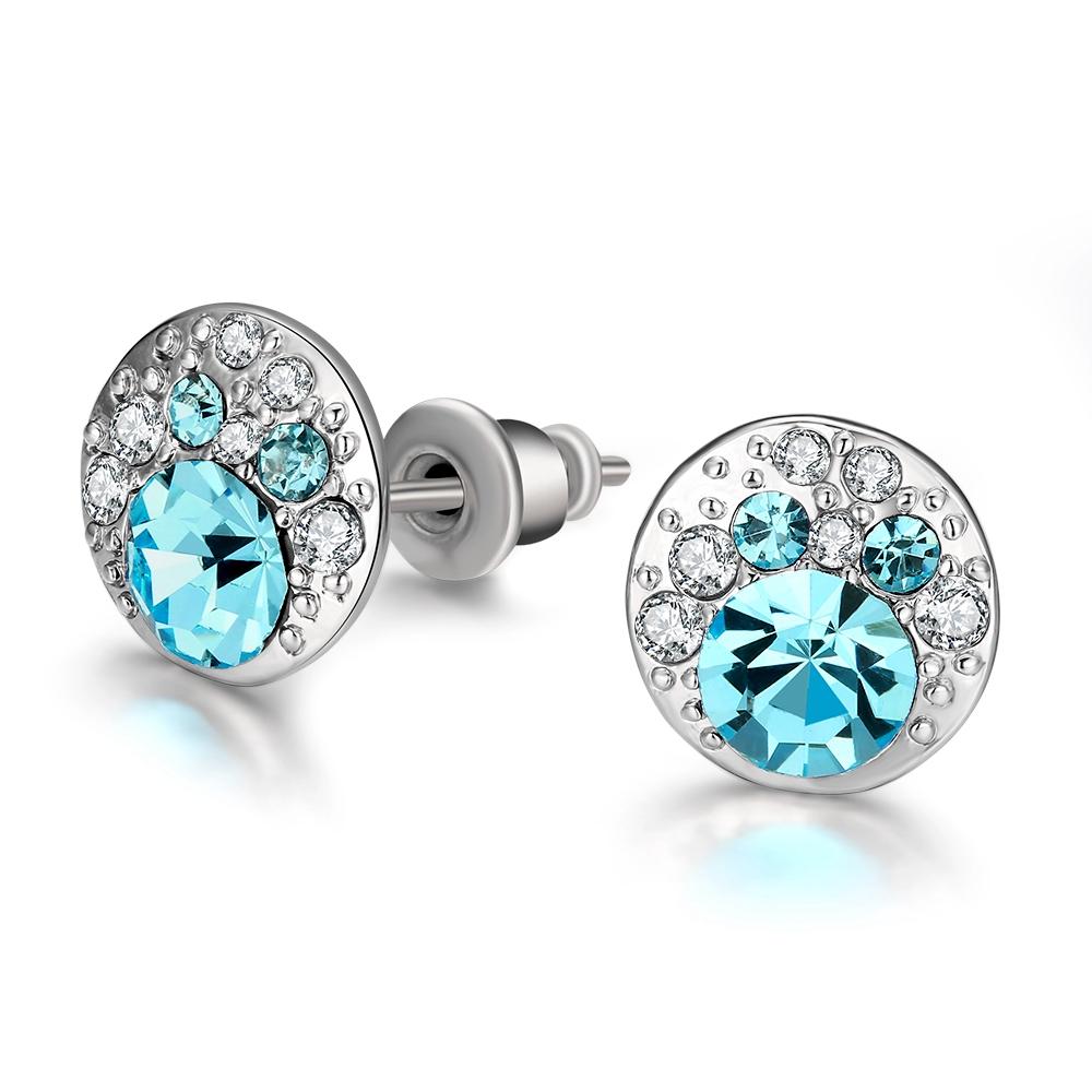 Aquamarine Mona Lisa Stud Earring in 18K White Gold Plated with