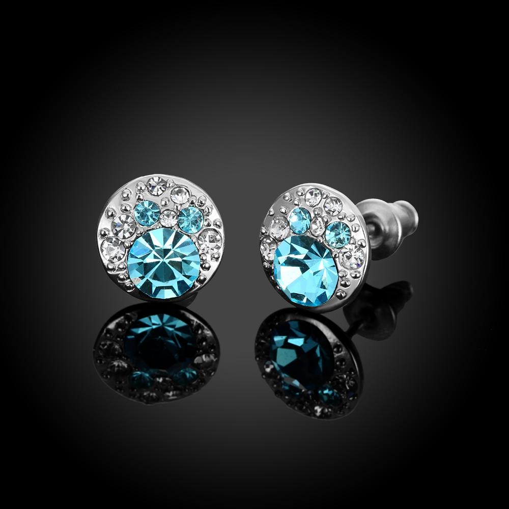 Aquamarine Mona Lisa Stud Earring in 18K White Gold Plated with