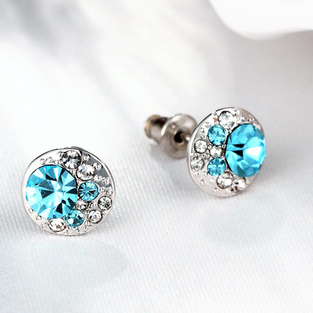 Aquamarine Mona Lisa Stud Earring in 18K White Gold Plated with