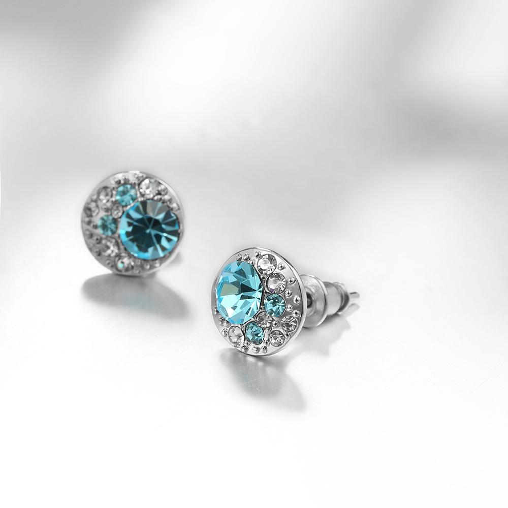 Aquamarine Mona Lisa Stud Earring in 18K White Gold Plated with