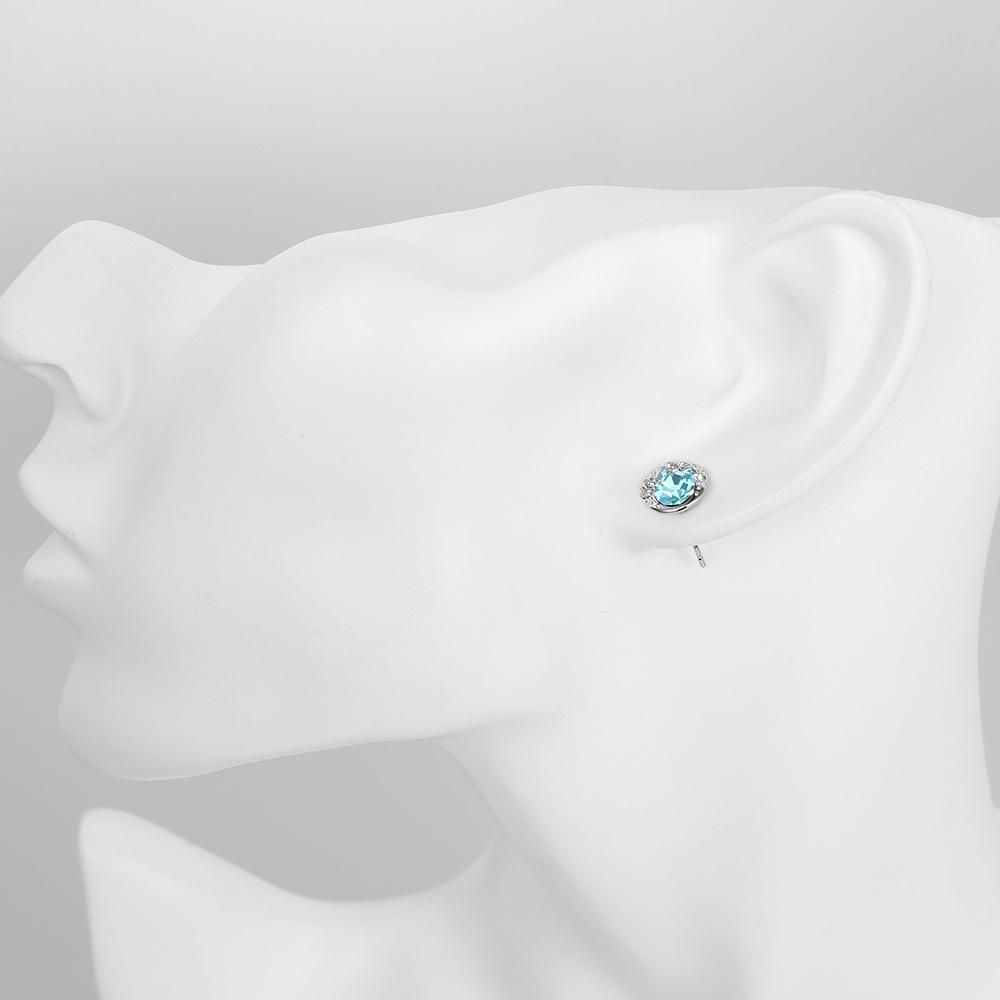 Aquamarine Mona Lisa Stud Earring in 18K White Gold Plated with | Silver Milo