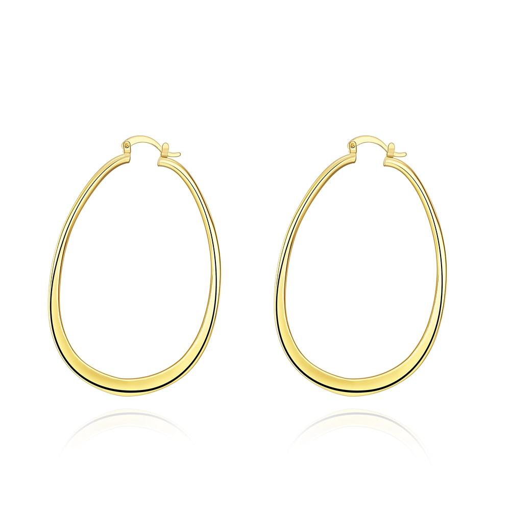 2.80" Flat Oval Hoop Earring in 18K Gold Plated