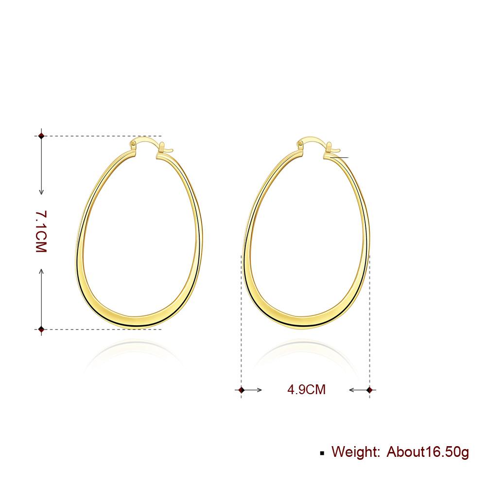 2.80" Flat Oval Hoop Earring in 18K Gold Plated