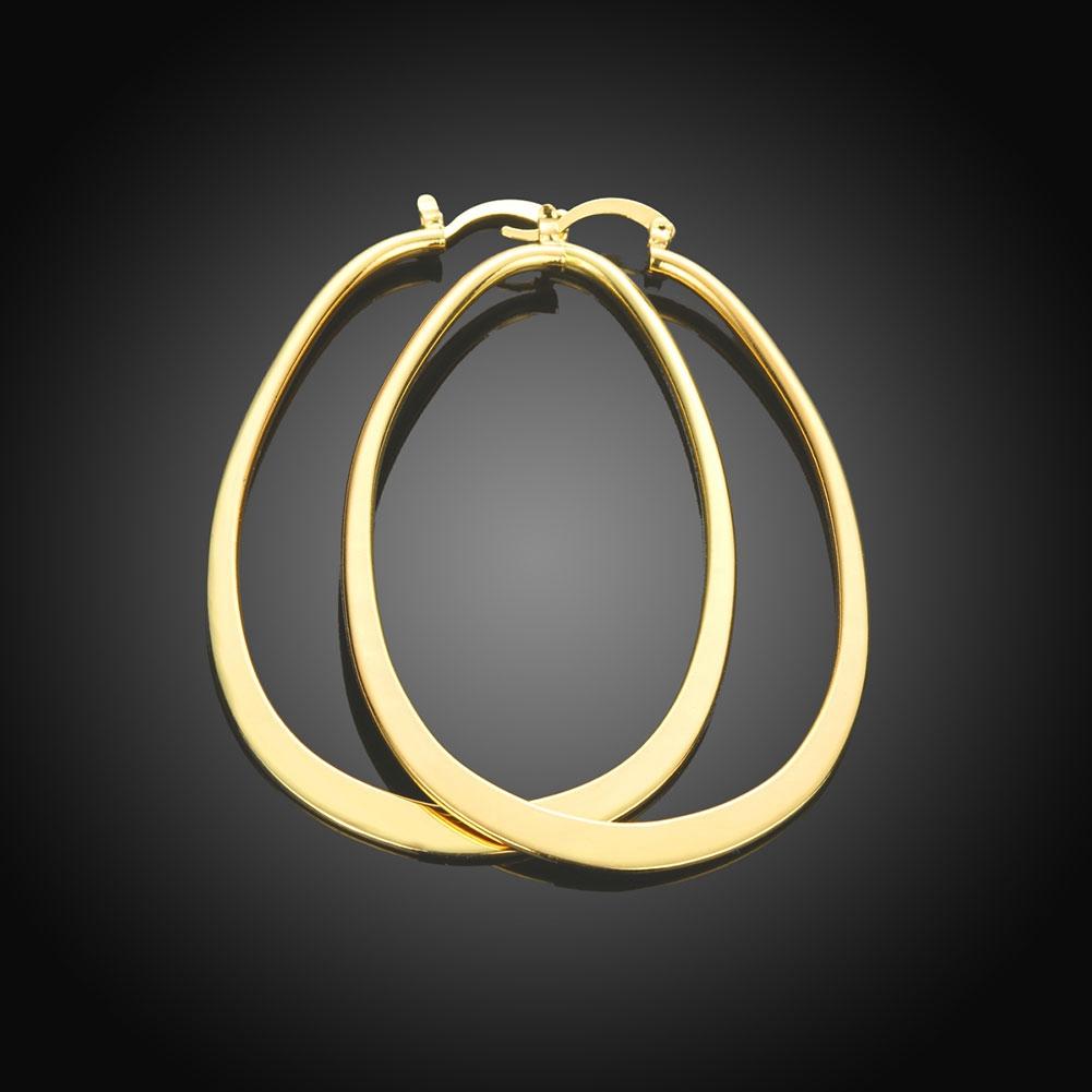 2.80" Flat Oval Hoop Earring in 18K Gold Plated | Silver Milo