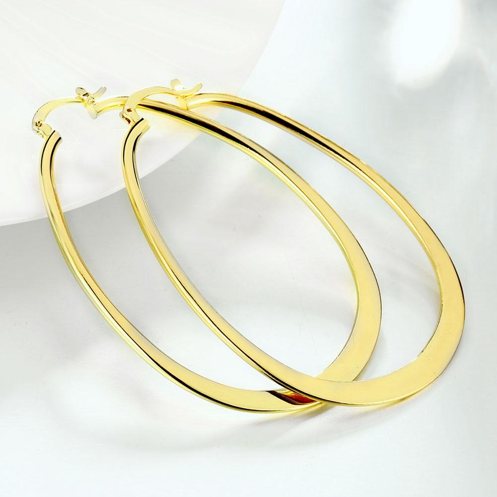 2.80" Flat Oval Hoop Earring in 18K Gold Plated